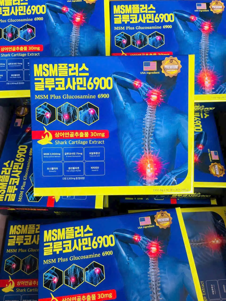 Viên uống MSM Plus Glucosamine 6900 hộp 180 viên của Hàn Quốc Viên uống bổ khớp MSM Plus Glucosamin 6900 Hàn Quốc