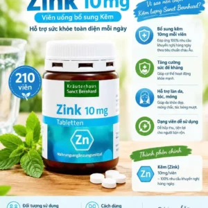 Viên uống kẽm Sanct Bernhard Zink 10mg 210 viên của Đức Viên uống bổ sung kẽm Sanct Bernhard Zink 10mg, 210 viên của Đức
