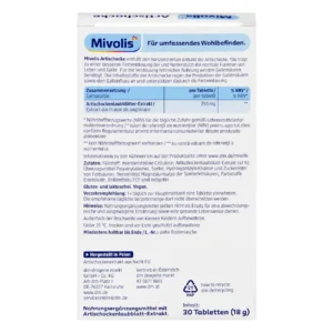 Viên uống atiso Mivolis Artischocke 60 000mg 30 viên của Đức Viên uống mát gan Mivolis Artischocke 60 000mg 30 viên của Đức