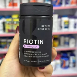 Viên uống mọc tóc Sports Research Biotin 10000mcg Max Strength 120 viên của Mỹ Viên uống ngăn rụng tóc Sports Research Biotin 10000mcg Max Strength 120 viên