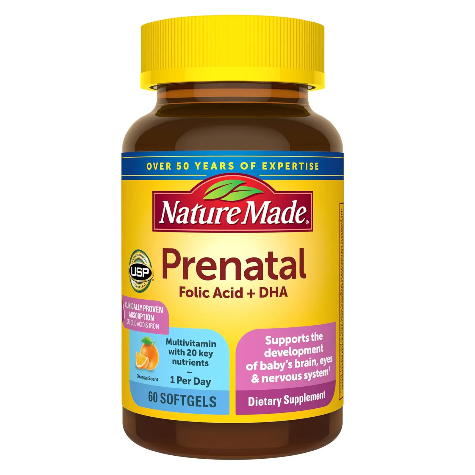 Viên uống Nature Made Prenatal Folic Acid + DHA 60 viên của Mỹ Viên uống vitamin bầu Nature Made Prenatal Folic Acid + DHA 60 viên